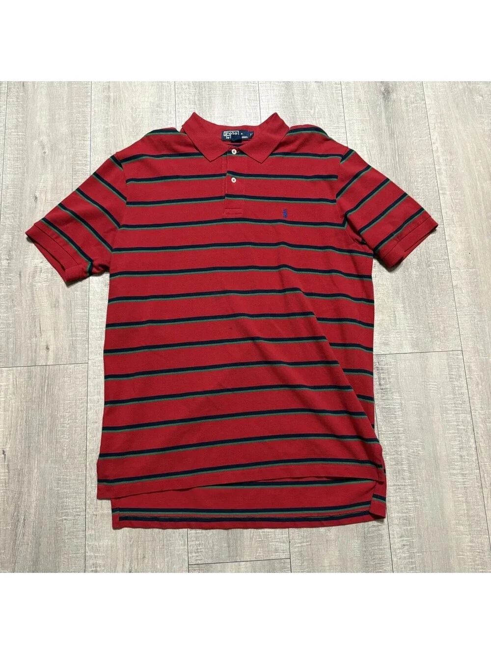 Vintage Polo Ralph Lauren Striped Red Green Stripe Usa Polo Shirt Men’s XL